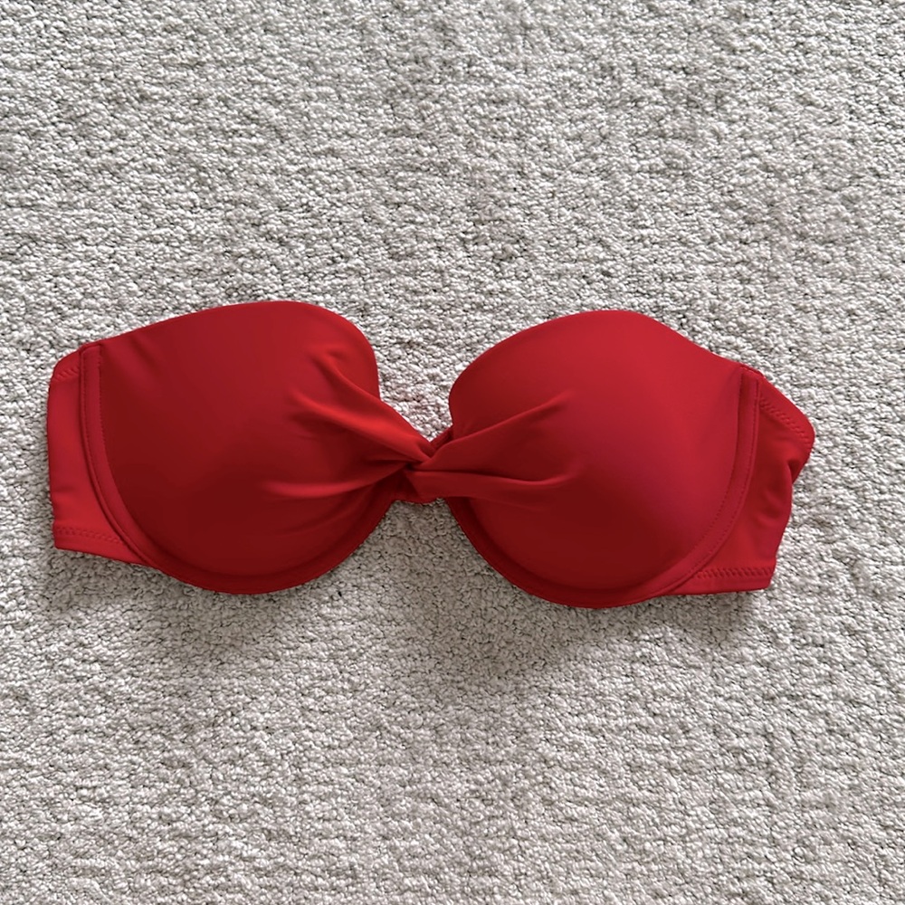 Abercrombie & Fitch Red Padded Twist Bikini Top 34C